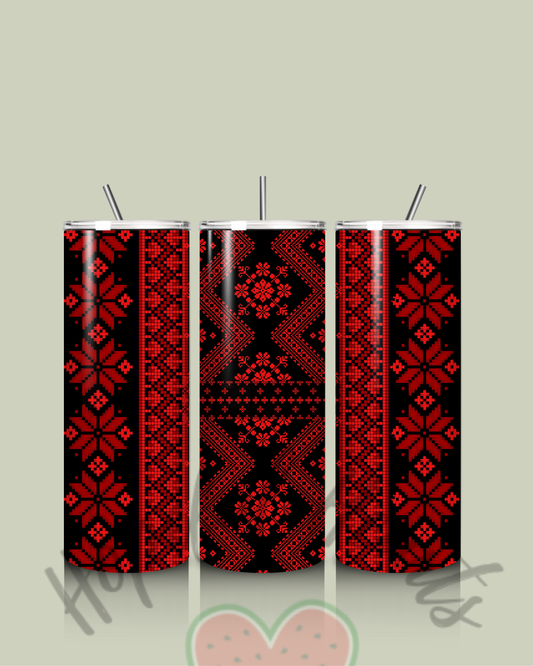 Palestinian Tatreez Stainless Steel  Insulated Tumbler - 20oz
